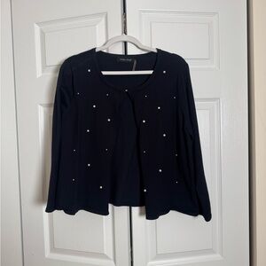 Ivanka Trump Black Cardigan with Pearl Accents